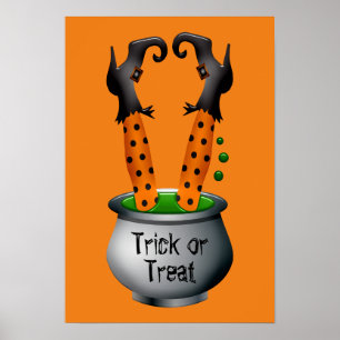 Funny witch funny Halloween orange Poster
