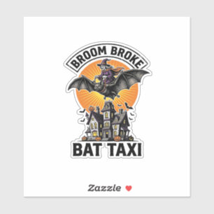 Funny Witch Halloween Broom Broke Bat Ride_1