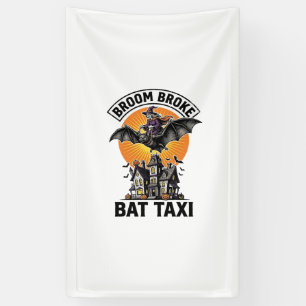 Funny Witch Halloween Broom Broke Bat Ride_1 Banner
