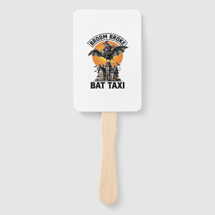 Funny Witch Halloween Broom Broke Bat Ride_1 Hand Fan