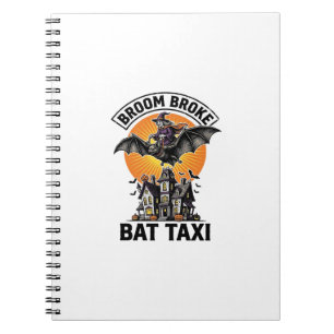 Funny Witch Halloween Broom Broke Bat Ride_1 Notebook