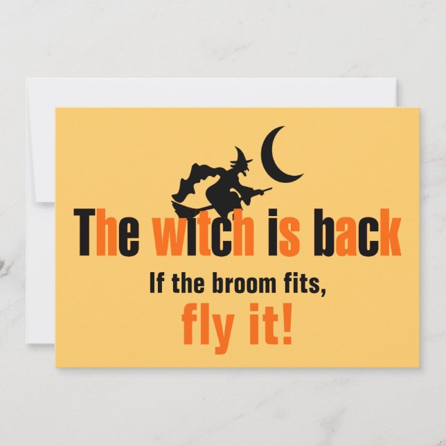 Funny Witch | Halloween Costume Party Personalised Invitation (Front)