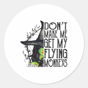 Funny Witch Halloween Don't Make Me Get My Flying  Classic Round Sticker