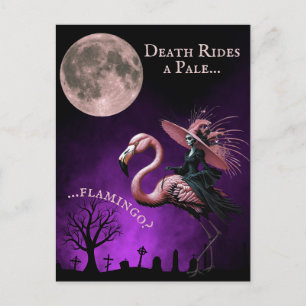 Funny Witch Halloween Full Moon Graveyard Holiday Postcard