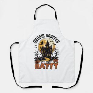 Funny Witch Halloween Haunted House Batty Graphic Apron