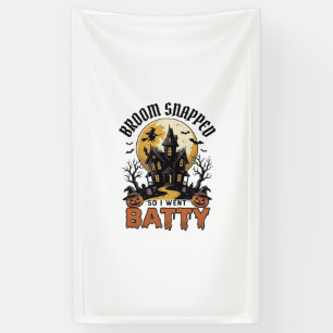 Funny Witch Halloween Haunted House Batty Graphic Banner