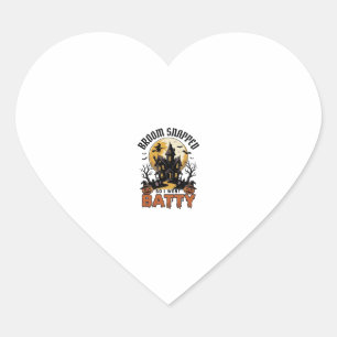 Funny Witch Halloween Haunted House Batty Graphic  Heart Sticker