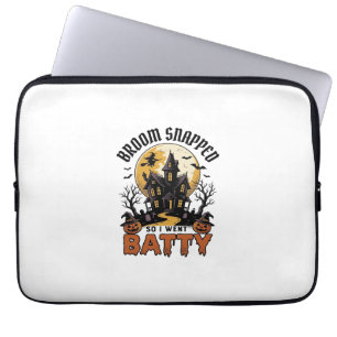 Funny Witch Halloween Haunted House Batty Graphic Laptop Sleeve