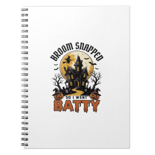 Funny Witch Halloween Haunted House Batty Graphic Notebook