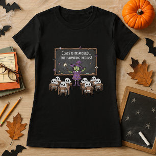 Funny Witch Halloween Teacher & Ghost Students  T-Shirt