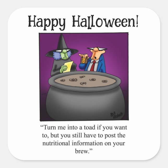 Funny Witch Humour Halloween Stickers (Front)