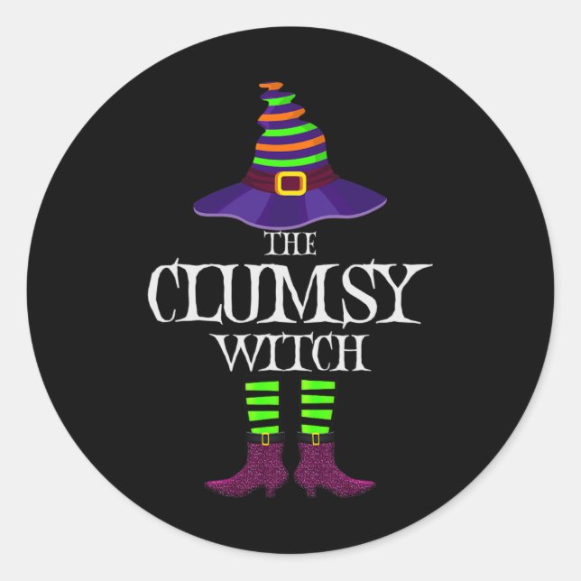 Funny Witch Magic Of Halloween Matching Group Desi Classic Round Sticker (Front)