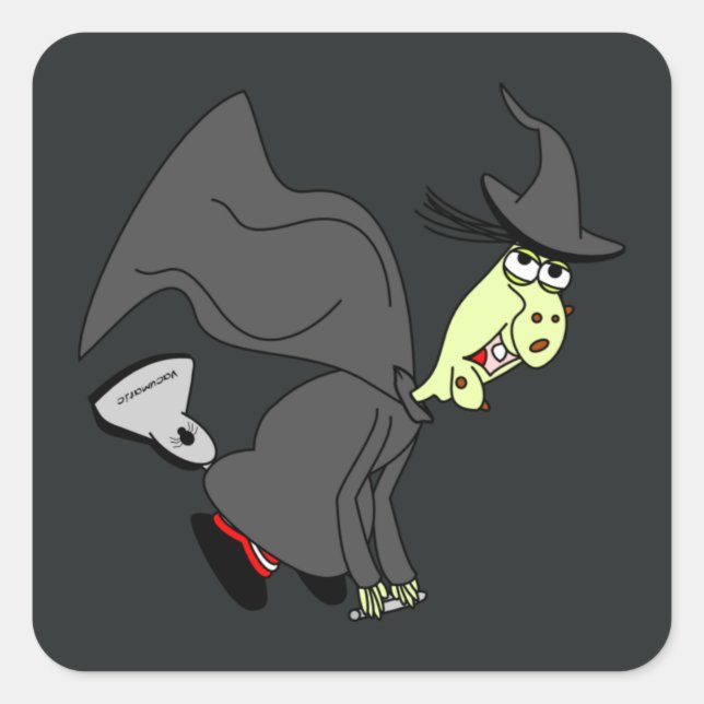 Funny Witch on Vacuum Cleaner Stickers (Front)