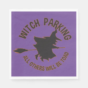 Funny Witch Parking Halloween Party Napkin