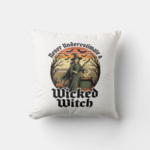 Funny Witch Shirt Vintage Engraving Halloween Desi Cushion