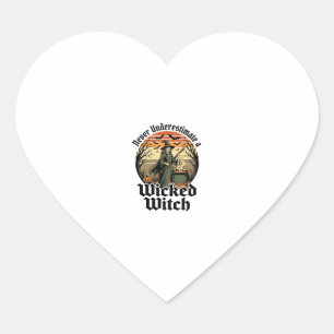 Funny Witch Shirt Vintage Engraving Halloween Desi Heart Sticker
