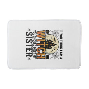Funny Witch Sister Halloween Vintage Graphic_1 Bath Mat