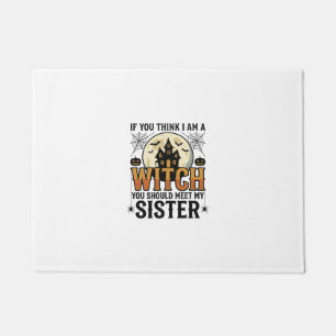 Funny Witch Sister Halloween Vintage Graphic_1 Doormat