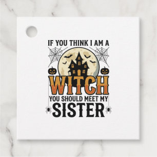 Funny Witch Sister Halloween Vintage Graphic_1 Favour Tags