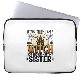 Funny Witch Sister Halloween Vintage Graphic_1 Laptop Sleeve