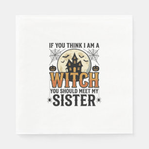 Funny Witch Sister Halloween Vintage Graphic_1 Napkin