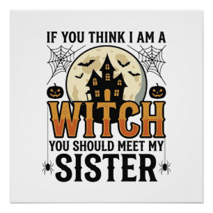 Funny Witch Sister Halloween Vintage Graphic_1 Poster