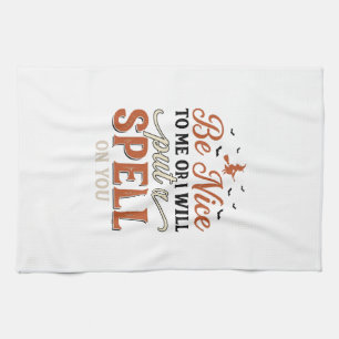 Funny Witch Spell Quote Halloween Vector Design_1 Tea Towel