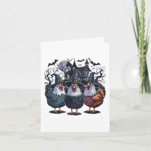 Funny Witch Spooky Chicken Halloween Card