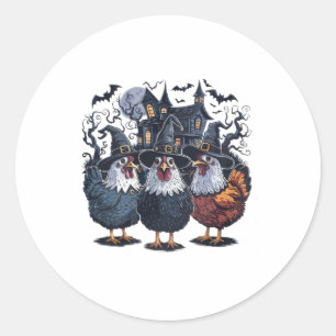 Funny Witch Spooky Chicken Halloween Classic Round Sticker