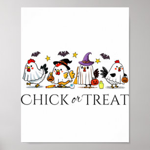 Funny Witch Spooky Chicken Halloween Costume Chick Poster