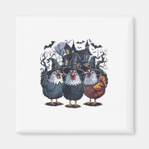 Funny Witch Spooky Chicken Halloween Magnet