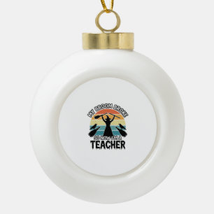 Funny Witch Teacher Broken Broom Halloween Design_ Ceramic Ball Christmas Ornament