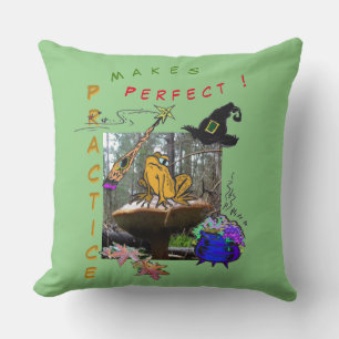Funny Witch Toad Cartoon Humour Cust. Throw Pillow