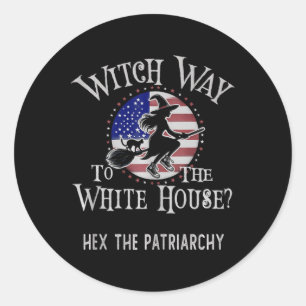 Funny Witch Way To White House Kamala Harris Hex P Classic Round Sticker