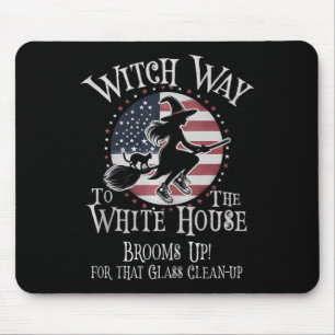 Funny Witch Way White House Kamala Brooms Up Wicke Mouse Pad