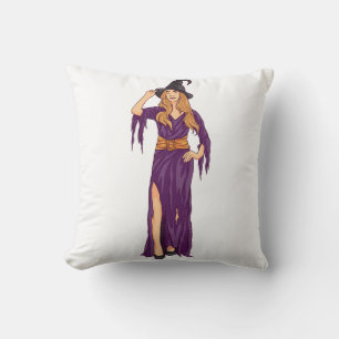 Funny witch witchy vibes halloween women girl cushion