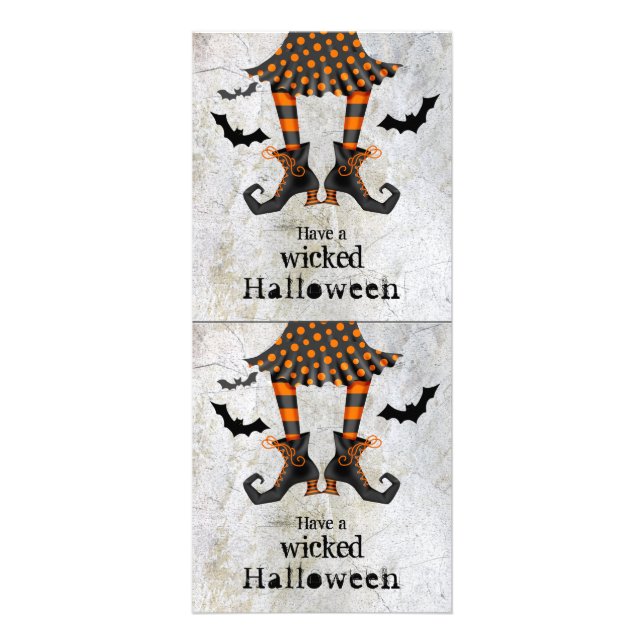 Funny Witches Legs Wicked Halloween Rack Card (Front)