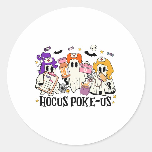 Funny Witches Nurse Spooky Nurse Costume Halloween Classic Round Sticker (Front)