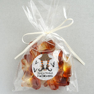 Funny Witch's Legs and Bats Wicked Halloween Classic Round Sticker