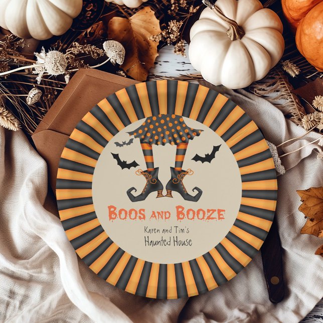 Funny Witch's Legs Halloween Party Paper Plate (Available in 7" diameter and 9" diameter sizes.)