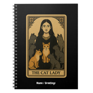 Funny Witchy Gothic Cat Lady Tarot Card Magical Notebook