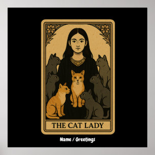 Funny Witchy Gothic Cat Lady Tarot Card Magical Poster