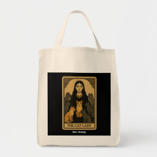 Funny Witchy Gothic Cat Lady Tarot Card Magical Tote Bag
