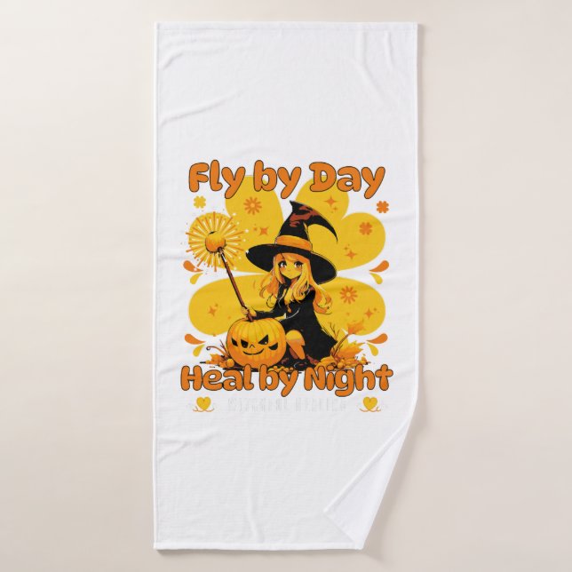Funny Witchy Nurse Halloween Design Bath Towel (Bath Towel)