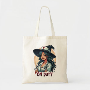 Funny Witchy Nurse On Duty Tote Bag