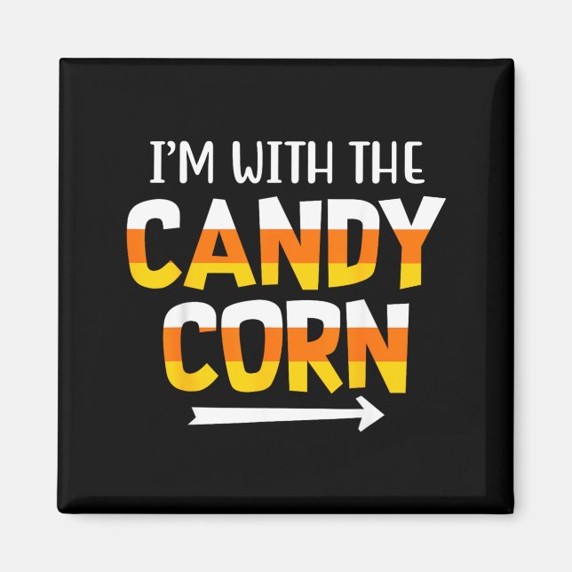 Funny with Candy Corn Halloween Matching Couples Magnet (Front)