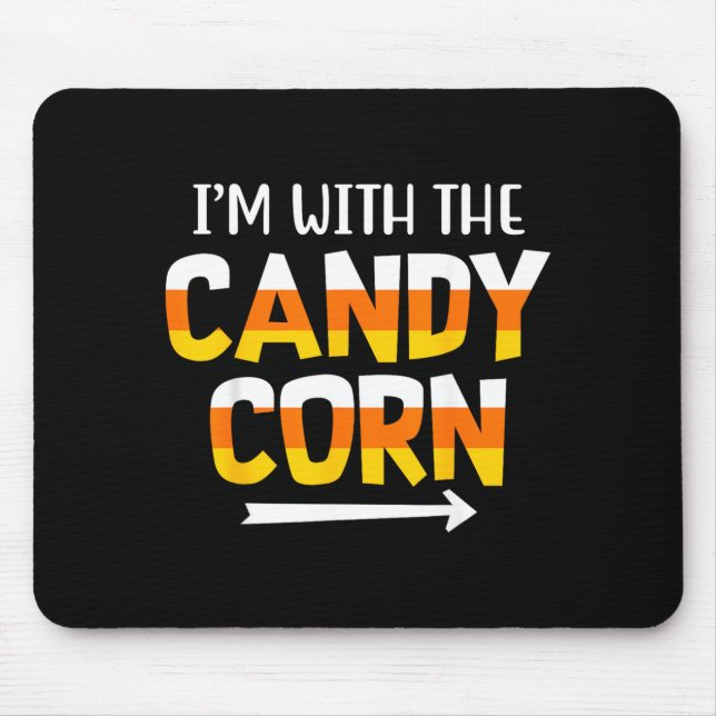 Funny with Candy Corn Halloween Matching Couples Mouse Pad (Front)