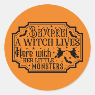 Funny with monsters Halloween Classic Round Sticker