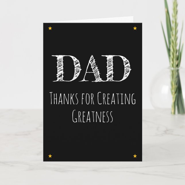 Funny Witty Minimalist Fathers Day Greeting Black Card (Front)