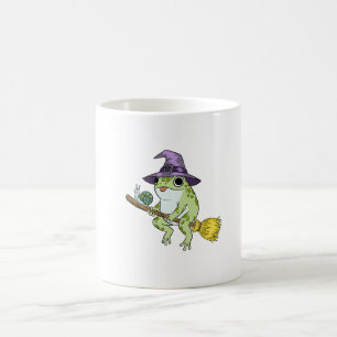Funny Wizard Frog Rides A Broomstick Illustration Coffee Mug